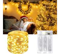 OEMG 40ft/12m Fairy Lights Battery Operated 3 Modes Waterproof Micro 120 LEDs 3 AA Battery Powered Copper Wire Led String Lights for Bedroom Indoor Outdoor Wedding Party Decoration (1Pack, Warm White)