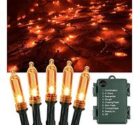 OEMG Orange Lights Halloween String Lights, 8 Modes 40ft 120 LED Halloween Lights Battery Operated 3*AA Waterproof Halloween Decorations Lights for Outdoor Indoor Garden Christmas Party Decor (Orange)