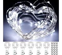 OEMG Pack of 6 Fairy Lights Battery Operated, 3m 30 Micro LED String Silver Wire Lights, 3 Twinkle Lighting Modes Mini Light Bedroom Christma Wedding Party Decoration Indoor Cool White