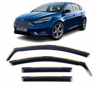 OEMM Set Of 4 Wind Deflectors For FORD FOCUS MK3 5 door HATCHBACK 2011 2012 2013 2014 2015 2016 2017 2018 In-Channel Acrylic Side Window Visors-Smoke Tinted Rain Guards Reflectors.