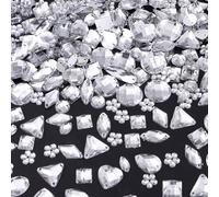 OEMOO 1000 Pieces Sewing Gems Acrylic Sewing Crystal Mixed Shapes Sew On Rhinestones with Sewing Holes for Crafts DIY Dress Clothes Shoes Bag Decorations (Crystal)