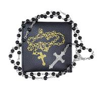 OEMOO Rosary Beads Catholic, Rosary Necklace with Leather Pouch, Prayer Beads Christian Gifts for Women Catholic Gifts, Leather, No Gemstone