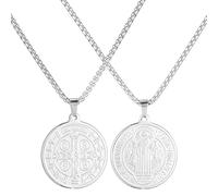OEMOO St Saint Benedict Medal Necklace, 14K Gold Plated Virgin Mary Necklace, Virgen De Guadalupe Necklace Amulet Our Lady of Guadalupe Amulet Pendant Religious Gifts for Women Jewelry, Stainless