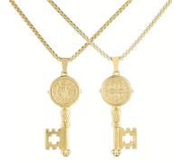 OEMOO St Saint Benedict Medal Necklace, 14K Gold Plated Virgin Mary Necklace, Virgen De Guadalupe Necklace Amulet Our Lady of Guadalupe Amulet Pendant Religious Gifts for Women Jewelry, Stainless