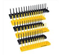 OEMTOOLS 22238 6 Piece SAE and Metric Socket Tray Set, SAE and Metric Socket Storage for Sizes 1/4", 3/8”, and 1/2" Drive, Socket Holders and Socket Organizer Tray for Toolbox, Black and Yellow