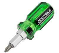 OEMTOOLS 22592 Stubby 6 in 1 Screwdriver with Acetate Handle, Changeable Screwdriver, Non-Insulated, Phillips, Slotted, Hex