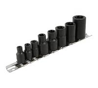 OEMTOOLS 25455 8 Piece External Impact Star Plus Socket Set, Extractor Socket Set with 3/8 Socket Rail, Bolt Extractor Socket Set, 3/8 Inch Drive