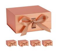 OEMVALATY Rose Gold Gift Box,12x10x5 Inches Gift Boxes with Lids for Presents with Magnetic Closure and Ribbon for Wedding,Storage,Birthday(5-Pack)