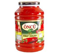 Öncü Premium Turkish Paste - Traditional Tomato & Pepper Mixed Paste, Hot Pepper Paste, & More - Authentic, Rich & Naturally Sun-Ripened - 100% Pure & Additive-Free (4.3kg, Hot Pepper Paste)