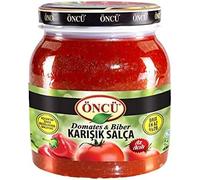 Öncü Premium Turkish Paste - Traditional Tomato & Pepper Mixed Paste, Hot Pepper Paste, & More - Authentic, Rich & Naturally Sun-Ripened - 100% Pure & Additive-Free (4.3kg, Tomato and Pepper)