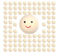Oenothera 100 Pieces Smiley Face Beads, Wooden Faced Beads, Doll Head Beads, for DIY Bracelets, Necklaces, Crafts and Jewelry Making(20mm Hole: 5 mm, Model A)