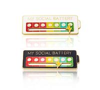 Oenothera 2 Pieces Social Battery Pin, Social Battery Badge, Interactive Mood Pins, Enamel Pins, for both men and women, representing your daily state of mood