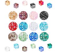 Oenothera 240 Pieces 12 Color Cube Crystal Glass Beads, Colourful Crystal Spacer Beads, Cube Crystal Beads for Jewelry Making Diy Bracelet Necklace Findings Earrings Accessories(6 x 6 Mm, Hole: 1 Mm)