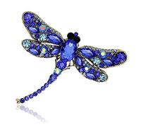 Oenothera Fashion Crystal Brooch, Insect Rhinestone Brooch, Dragonfly Brooch Pin, Cute Rhinestone Brooches for Women Party Wedding Gift (Blue)