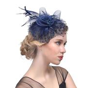 Oenothera Wedding Hats and Fascinators, Cocktail Tea Party Headwear, Fasinators Weddings, with Clip and Hairband for Women Attending Receptions, Party（Dark Blue）