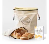 Oerdoh Bread Bags for Homemade Bread - 2 Packs XL Reusable Organic Beeswax Linen Cotton Sourdough Bag, Homesteading Essentials Sourdough Bags with Sealing Zip to Keep Fresh