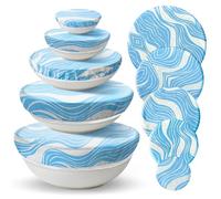 Oerdoh Reusable Beeswax Bowl Covers (5-Pack) - Eco-Friendly Food Wraps & Bread Proofing Shower Caps, Perfect for Sourdough Fermentation and Food Storage (Navy Blue)