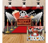 OERJU 12x8ft Movie Night Backdrop for Birthday Party Red Carpet Movie Theme Photography Background A Star is Born Birthday Party Decoration Banner Photo Booth Studio Props