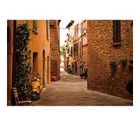 OERJU 5x4ft Warm Alley Landscape Backdrop European Countryside Rural Town Old Brown Wall Horse Spring Travel Photography Background Happy Wedding Party Banner Portrait Photo Vinyl Studio Props