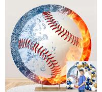 OERJU Baseball Round Backdrop Cover Baseball Circle Arch Backdrop Cover Sports Theme Birthday Team Celebration Party Decorations Photography Background for Boys Favor Photo Booth Props 7.2ft
