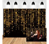 OERJU Black and Gold Backdrop Golden Glitter Sequin Spot Bokeh Photography Backdrop Wedding Bridal Shower Baby Shower Birthday Party Decoration Background Banner Photo Studio Shoot Props 12x10ft