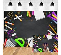 OERJU Blackboard Photo Backdrop Back to School Backdrop Classroom Chalkboard Colored Pencils Notebook Class Tools Online Teaching Background for Photography School Student Photo Booth Props 7x5ft