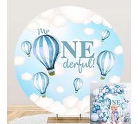 OERJU Boys 1st Birthday Round Backdrop Cover Mr Onederful Birthday Party Supplies Happy 1st Birthday Backdrop Kids Baby Boy First Birthday Party Decorations Background Photo Studio Props 6.5x6.5ft