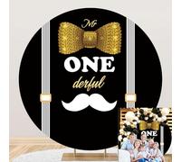 OERJU Boys 1st Birthday Round Backdrop Cover Mr. Onederful Happy First Birthday Round Backdrop Little Man Toddler One Year Old Party Decorations Photography Background Cake Table Photobooth Prop 7.2ft