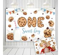 OERJU Milk and Cookies 1st Birthday Backdrop for Boys One Sweet Boy Photo Backdrop Cookie First Birthday Party Decorations Photography Background Cake Table Banner 5x3ft