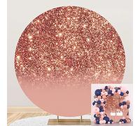 OERJU Rose Gold Round Backdrop Cover Fabric Pink Glitter Starlight (No Real Glitters) Round Backdrop Wedding Baby Shower Birthday Party Decoration Circle Backdrop Cover Photo Booth Backdrop 6x6ft