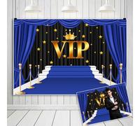 OERJU Royal Blue Carpet Curtain Backdrop VIP Photography Backdrop Blue and Gold Stage Background Movie Night Theme Birthday Award Ceremony Party Decorations Banner Photo Booth Backdrop 5x4ft