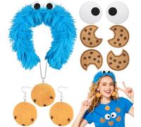 Oerphh Cookie Monster Headband Cookie Monster Costume Women's Children's Accessories Biscuits Muppets for Outfit Halloween Carnival Cosplay Adult Masquerade Theme Party Biscuit Lovers Pack of 10