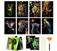 Oerphh Glow in The Dark Scratch Art Set for Kids & Adults, 13 Pcs A5 Rainbow Scratchboard Craft Kit with 5 Tools, DIY Engraving Art Kit for Children Grown-ups Adult (Color-01)