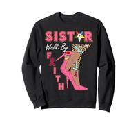 OES SiStar Leopard Walk By Faith Breast Cancer Awareness Sweatshirt