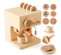OESSUF Wooden Coffee Machine with Twist and Push Buttons, Ideal Accessory for the Children's Kitchen, from 3 Years, Suitable for Age Three and Above
