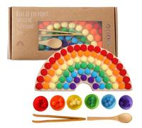 OESSUF Wooden Peg Board Beads Game Wooden Clip Beads Game Color Classification Fine Motor Skill Montessori Educational Toys