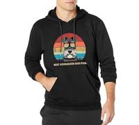 oeste Dog Vintage Best Schnauzer Dad Ever Fathers Funny Harajuku Geek Print Male Hoodie Men L Black