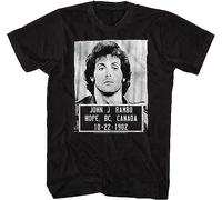 Oeste Men's Rambo Film Series John J. Rambo Canada 1982 Mugshot T-Shirt for Adults, Black
