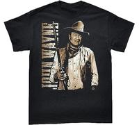Oeste Modern Cool Novelty John Wayne Cowboy Pattern Men's T-Shirt Top Tee Black