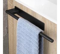 OETAMS Matt Black Stainless Steel Round Towel Holder Self-Adhesive Single Arm 39 cm