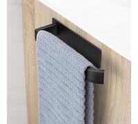 OETAMS Towel Rail No Drilling Black Matt, 304 Stainless Steel Towel Rail Self-Adhesive, Single Arm Bath Towel Holder, Towel Holder Wall, Towel Holder for Gluing for Bathroom and Kitchen, 22 cm