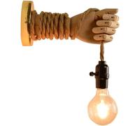 OEUBEQ Wall Lamp Farmhouse 3D Hand Shape Wall Light Edison Loft Decor LED Wall Lamp Hand Type Lamps Wood Hemp Rope Sconce Wall Lanterns Retro Industrial Style Home Lighting Luminaire E27/