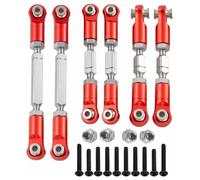 Oeudire 6PCS Aluminum Adjustable RC Tie Rods Linkage Turnbuckles Toe Links Set Upgrade Parts for 1/8 Mojave 4S 4X4 RC Car(Rosso)