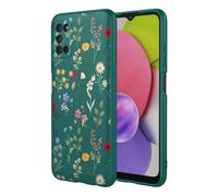 OEURVQO Case for Galaxy A03s Samsung A03s Floral Phone Case Soft Touch Liquid Silicone Fluffy Lining Wireless Charging Compatible Protective Phone Cover for Samsung Galaxy A03s,Lush Green