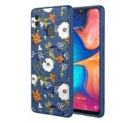 OEURVQO Case for Galaxy A20 Samsung A30 Floral Phone Case Soft Touch Liquid Silicone Fluffy Lining Wireless Charging Compatible Protective Phone Cover for Samsung Galaxy A20,Brilliant Blue