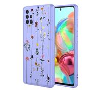 OEURVQO Case for Galaxy A71 4G Samsung A71 4G Floral Phone Case Soft Touch Liquid Silicone Fluffy Lining Wireless Charging Compatible Protective Phone Cover for Samsung Galaxy A71 4G,Elegant Purple