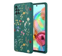 OEURVQO Case for Galaxy A71 4G Samsung A71 4G Floral Phone Case Soft Touch Liquid Silicone Fluffy Lining Wireless Charging Compatible Protective Phone Cover for Samsung Galaxy A71 4G,Lush Green