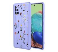 OEURVQO Case for Galaxy A71 5G Samsung A71 5G Floral Phone Case Soft Touch Liquid Silicone Fluffy Lining Wireless Charging Compatible Protective Phone Cover for Samsung Galaxy A71 5G,Elegant Purple