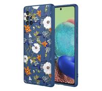 OEURVQO Case for Galaxy A71 5G Samsung A71 5G Floral Phone Case Soft Touch Liquid Silicone Fluffy Lining Wireless Charging Compatible Protective Phone Cover for Samsung Galaxy A71 5G,Brilliant Blue