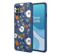 OEURVQO Case for Oneplus 8T 1+ 8T Floral Phone Case Soft Touch Liquid Silicone Fluffy Lining Wireless Charging Compatible Protective Phone Cover for Oneplus 8T,Brilliant Blue